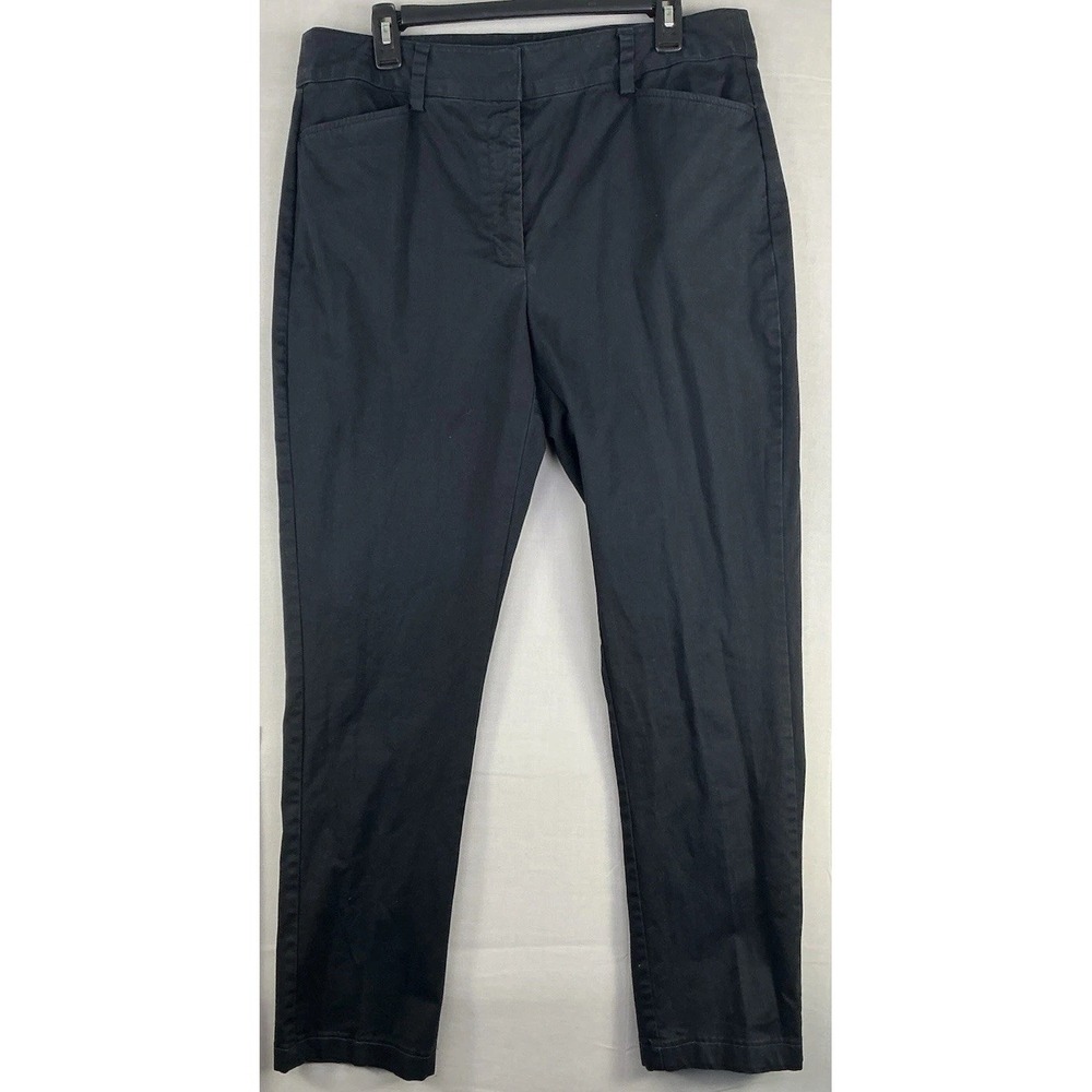 Lands End Corduroy Pants Womens Size 14 Black Mid Rise Straight Leg Basic